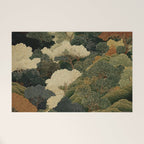 Japanese green Forest Painting Autumn Art Japandi Wall Art maximalist Art Nouveau Botanical Print Welcome Mat Gallery Image 1