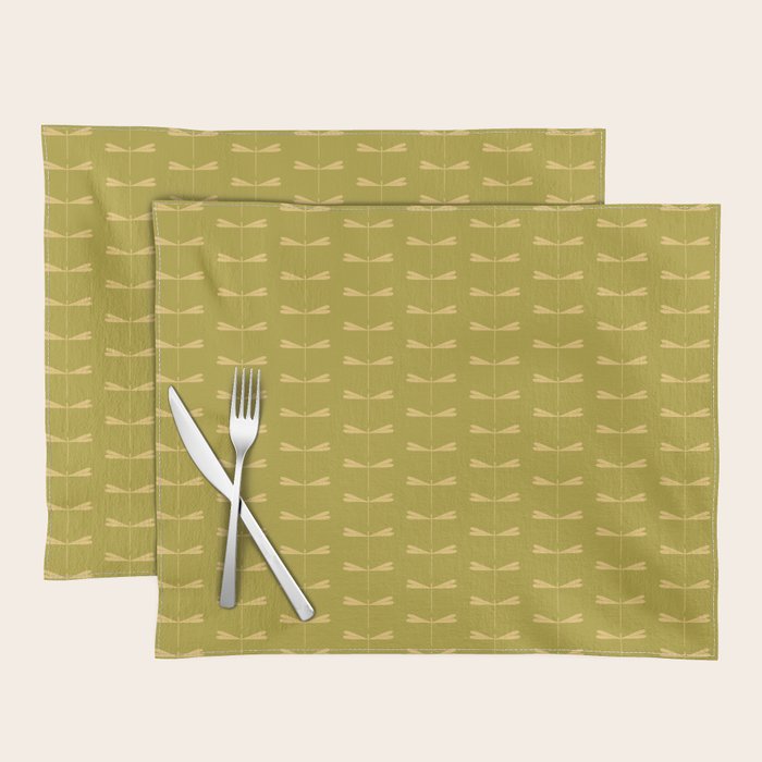 Dragonfly Pattern XV Chartreuse Green Placemat Gallery Image 1
