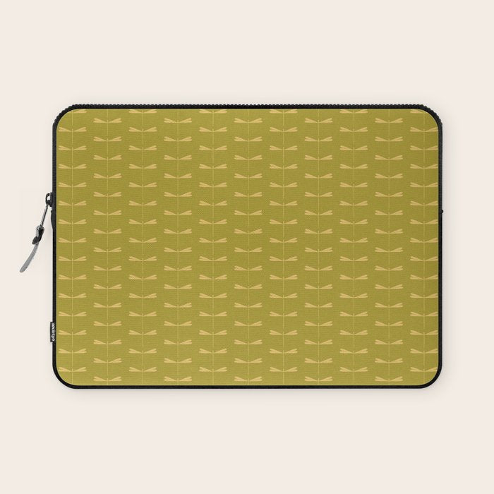 Dragonfly Pattern XV Chartreuse Green Laptop Sleeve Gallery Image 1