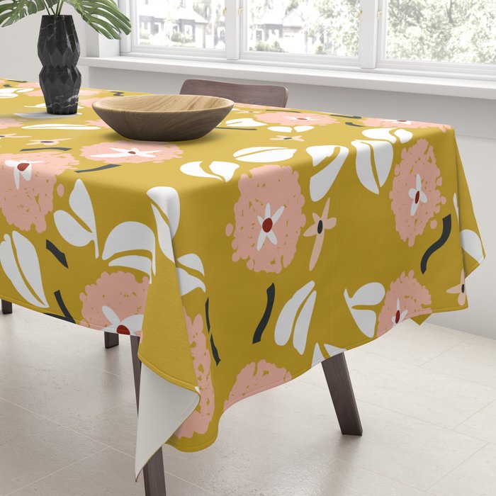 japanese Flowers light mustard Tablecloth Gallery Image 3