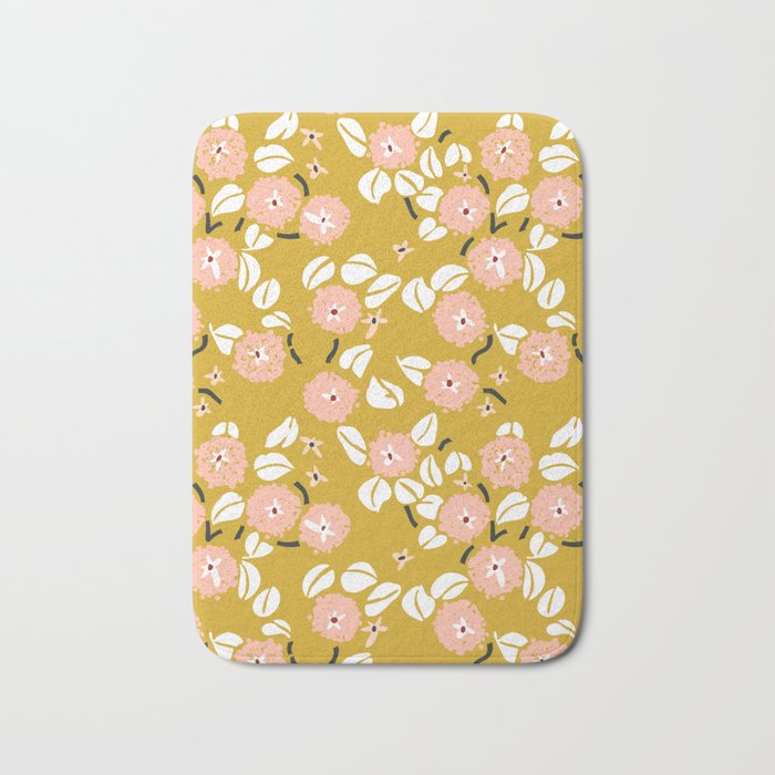 japanese Flowers light mustard Bath Mat Gallery Image 1