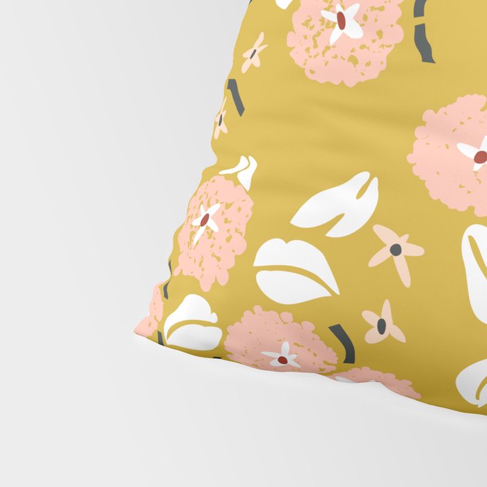 japanese Flowers light mustard Pillow Sham Gallery Image 4