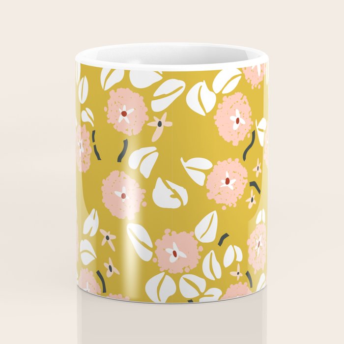 japanese Flowers light mustard Coffee Mug Gallery Image 4