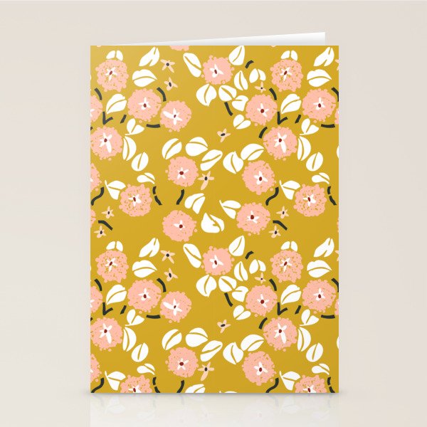 japanese Flowers light mustard Stationery Card Gallery Image 2