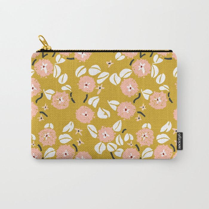 japanese Flowers light mustard Carry All Pouch Gallery Image 1