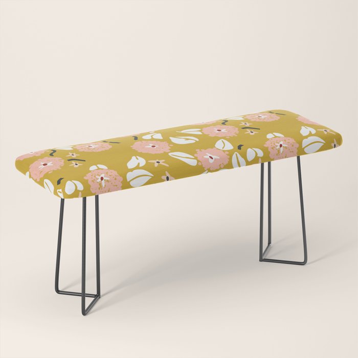 japanese Flowers light mustard Bench Gallery Image 1