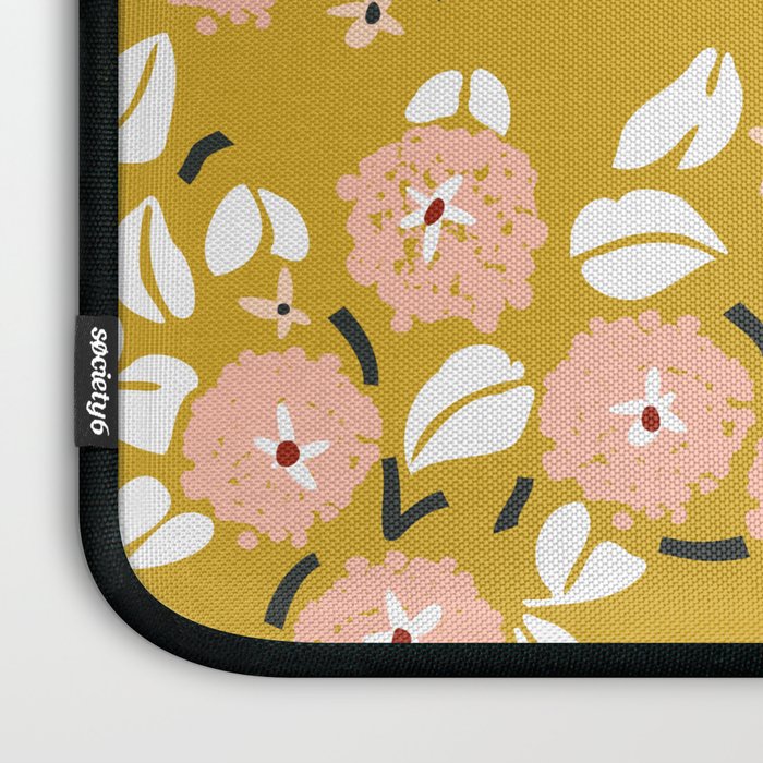japanese Flowers light mustard Laptop Sleeve Gallery Image 3
