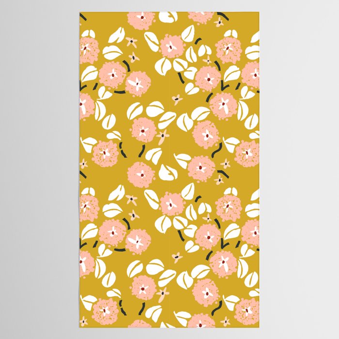 japanese Flowers light mustard Tablecloth Gallery Image 2