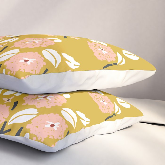 japanese Flowers light mustard Pillow Sham Gallery Image 3