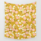 japanese Flowers light mustard Wall Tapestry Gallery Image 4