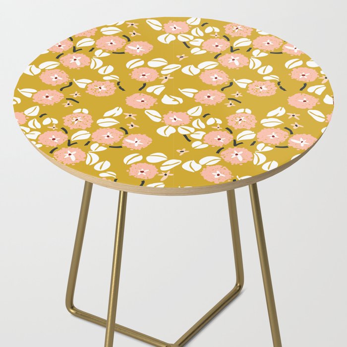 japanese Flowers light mustard Side Table Gallery Image 2