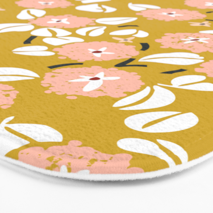 japanese Flowers light mustard Bath Mat Gallery Image 3