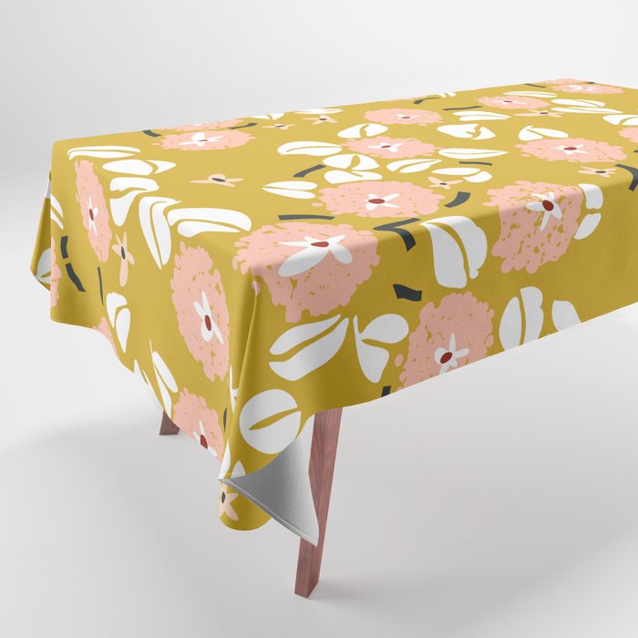 japanese Flowers light mustard Tablecloth Gallery Image 1