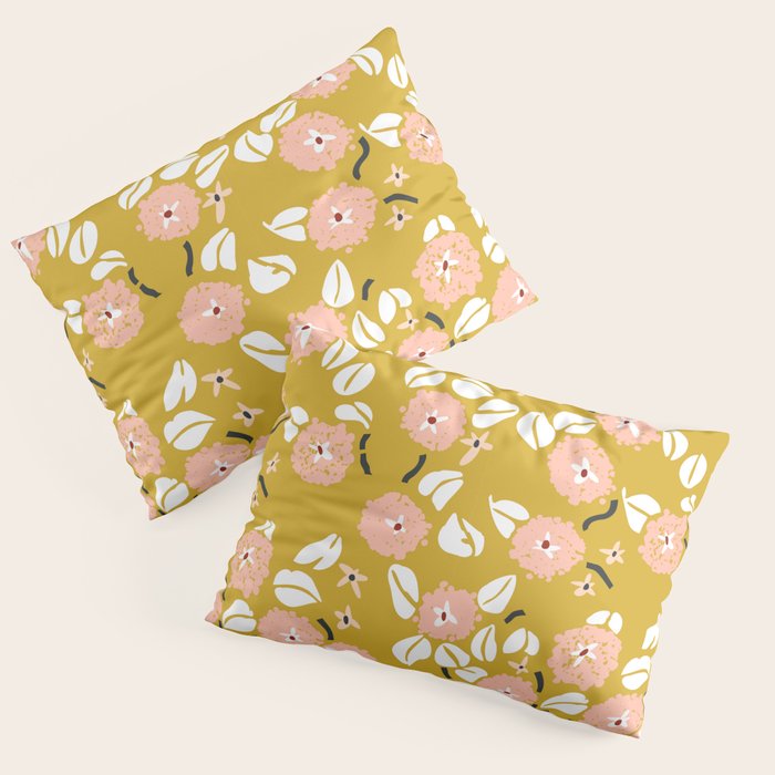 japanese Flowers light mustard Pillow Sham Gallery Image 3