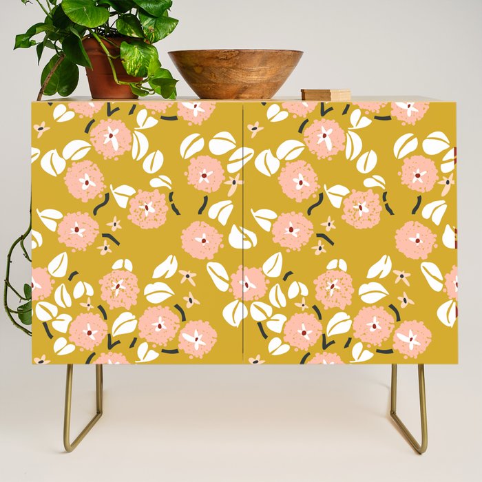 japanese Flowers light mustard Credenza Gallery Image 1