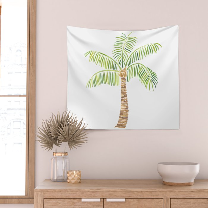 Palm Tree Watercolor Wall Tapestry Gallery Image 2