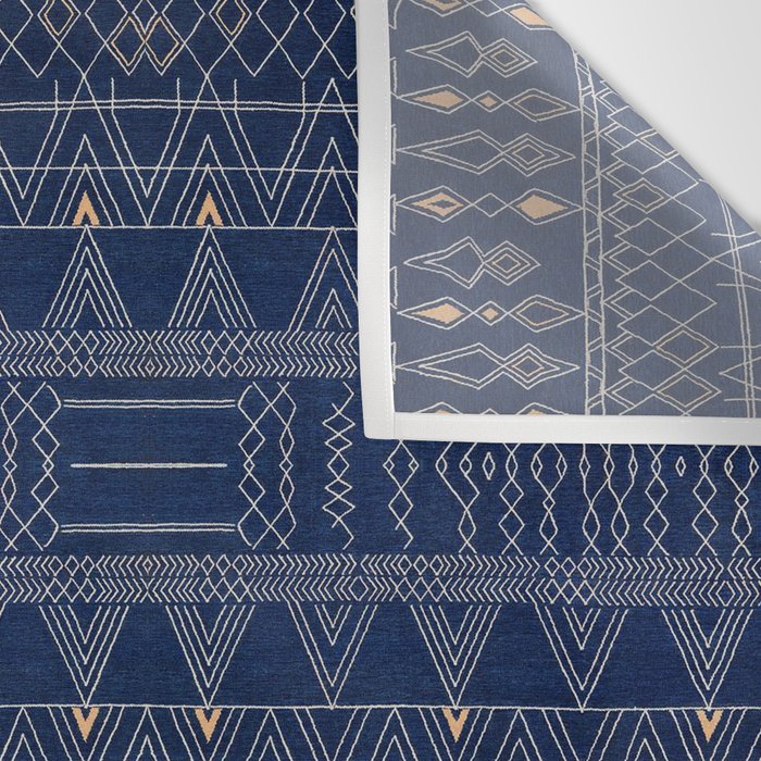 Blue Indigo Jeans Color, Bohemian Oriental Traditional Moroccan Fabric Style Wall Tapestry Gallery Image 3