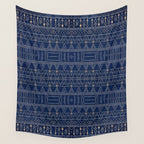 Blue Indigo Jeans Color, Bohemian Oriental Traditional Moroccan Fabric Style Wall Tapestry Gallery Image 4