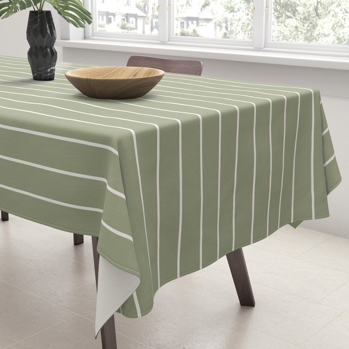 Minimal Arch LIII Earthy Sage Green Modern Geometric Lines Tablecloth Gallery Image 3