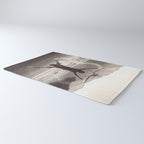 Water wings plane landing on mountain lake female portrait black and white photograph - photography - photographs Rug Gallery Image 3