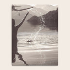 Water wings plane landing on mountain lake female portrait black and white photograph - photography - photographs Notebook Gallery Image 4