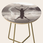 Water wings plane landing on mountain lake female portrait black and white photograph - photography - photographs Side Table Gallery Image 2