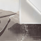 Water wings plane landing on mountain lake female portrait black and white photograph - photography - photographs Wall Tapestry Gallery Image 3