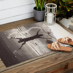 Water wings plane landing on mountain lake female portrait black and white photograph - photography - photographs Outdoor Rug Gallery Image 2