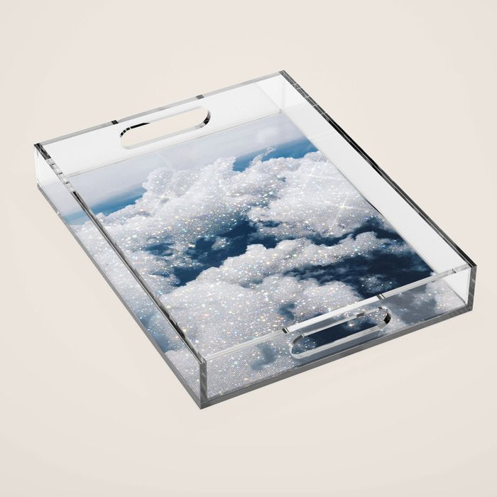 SKY | clouds | blue | glitter | freedom | nature | diamond | bling | collage | inspiration positive  Acrylic Tray Gallery Image 1