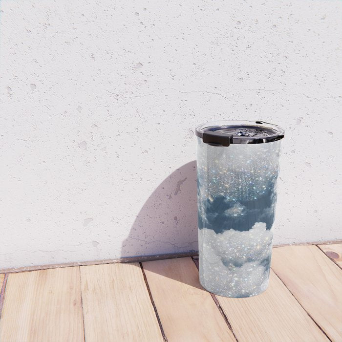SKY | clouds | blue | glitter | freedom | nature | diamond | bling | collage | inspiration positive  Travel Mug Gallery Image 4