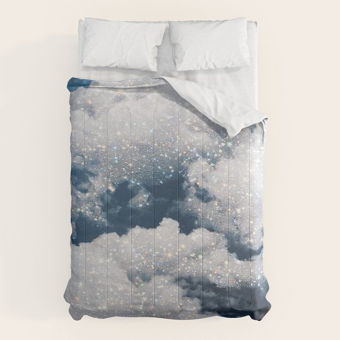 SKY | clouds | blue | glitter | freedom | nature | diamond | bling | collage | inspiration positive  Comforter Gallery Image 6