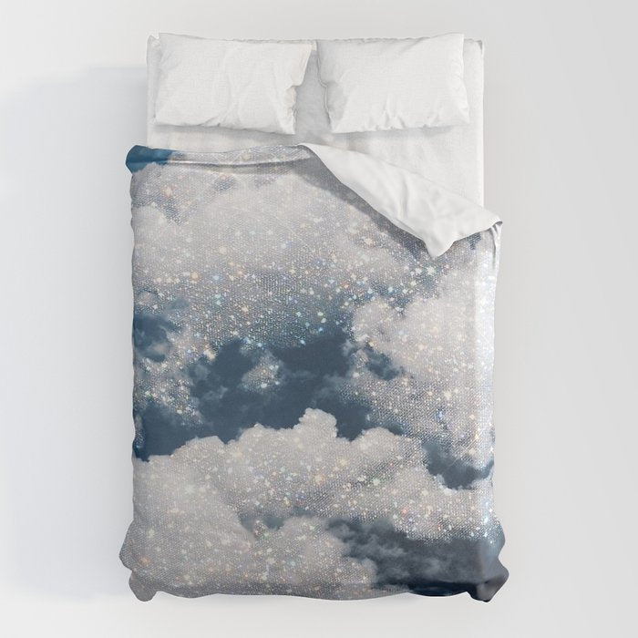 SKY | clouds | blue | glitter | freedom | nature | diamond | bling | collage | inspiration positive  Duvet Cover Gallery Image 6