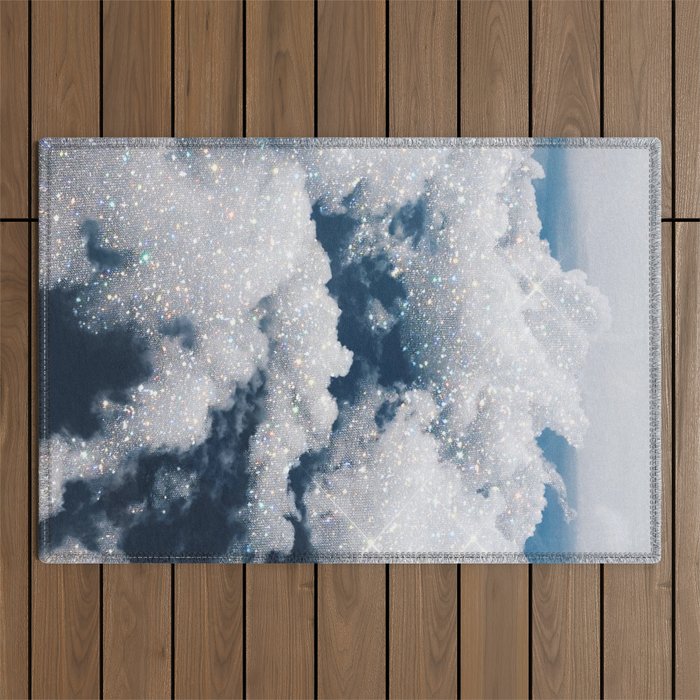 SKY | clouds | blue | glitter | freedom | nature | diamond | bling | collage | inspiration positive  Outdoor Rug Gallery Image 1