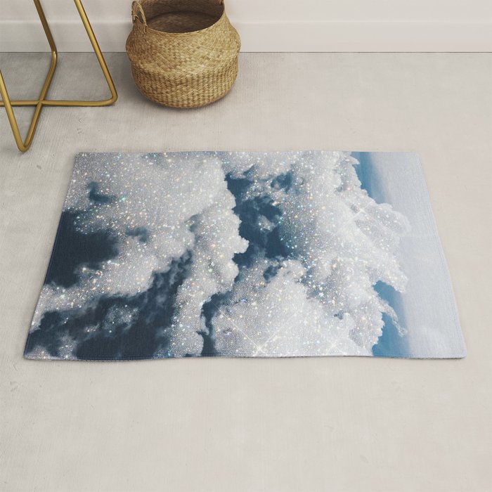 SKY | clouds | blue | glitter | freedom | nature | diamond | bling | collage | inspiration positive  Rug Gallery Image 1