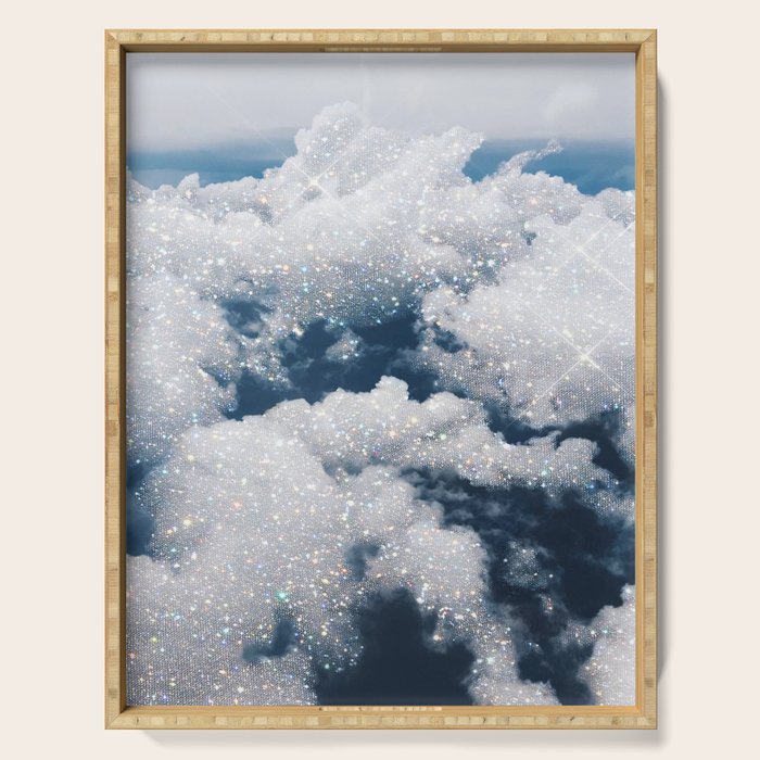 SKY | clouds | blue | glitter | freedom | nature | diamond | bling | collage | inspiration positive  Serving Tray Gallery Image 1