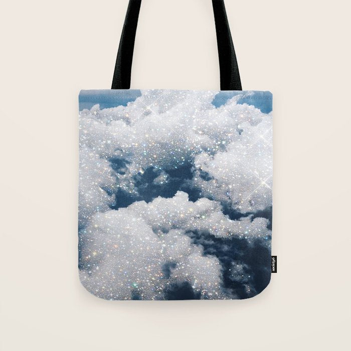SKY | clouds | blue | glitter | freedom | nature | diamond | bling | collage | inspiration positive  Tote Bag Gallery Image 1