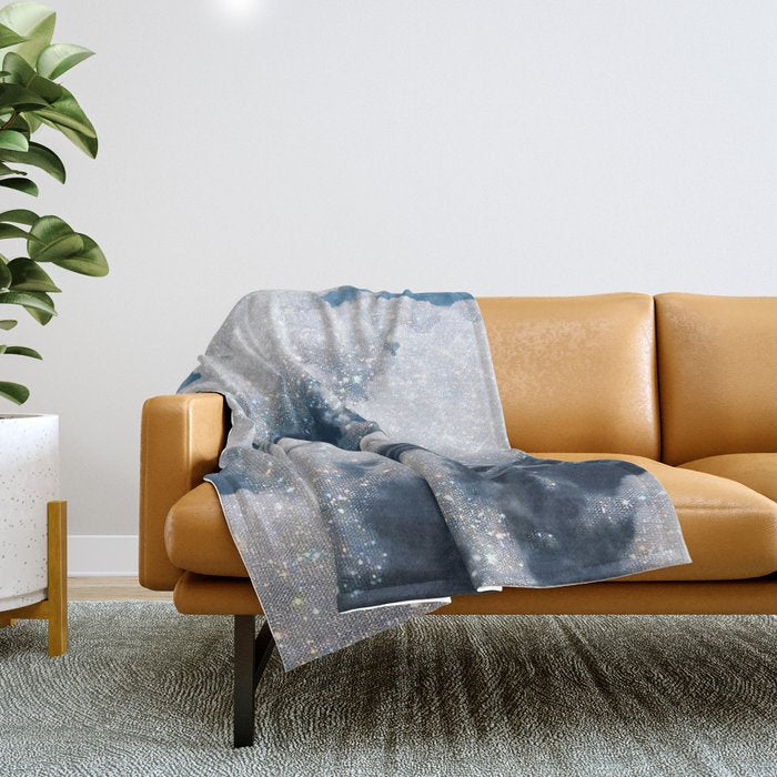 SKY | clouds | blue | glitter | freedom | nature | diamond | bling | collage | inspiration positive  Throw Blanket Gallery Image 1
