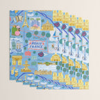 Paris France Map Illustration & Pattern in Blue Wrapping Paper Gallery Image 3