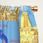 Paris France Map Illustration & Pattern in Blue Window Curtain Gallery Image 2