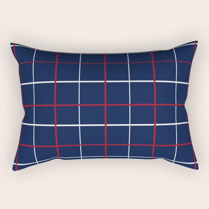 Navy Red White Tattersall Rectangular Pillow Gallery Image 2