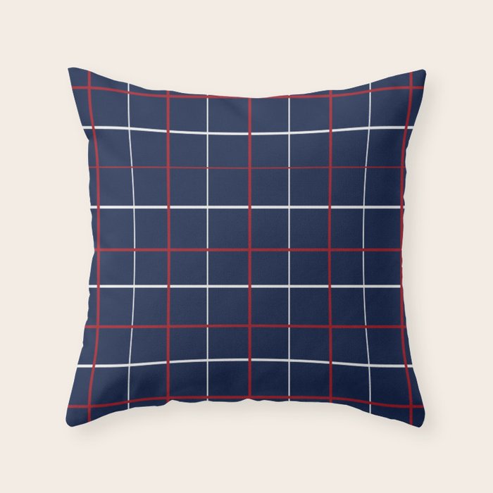 Navy Red White Tattersall Throw Pillow Gallery Image 6