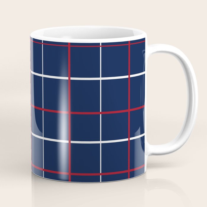 Navy Red White Tattersall Coffee Mug Gallery Image 1