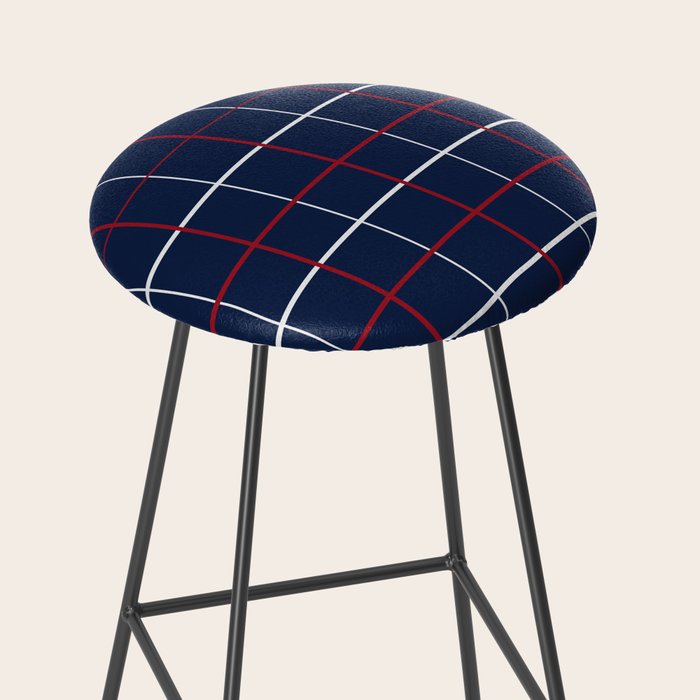 Navy Red White Tattersall Stool Gallery Image 2
