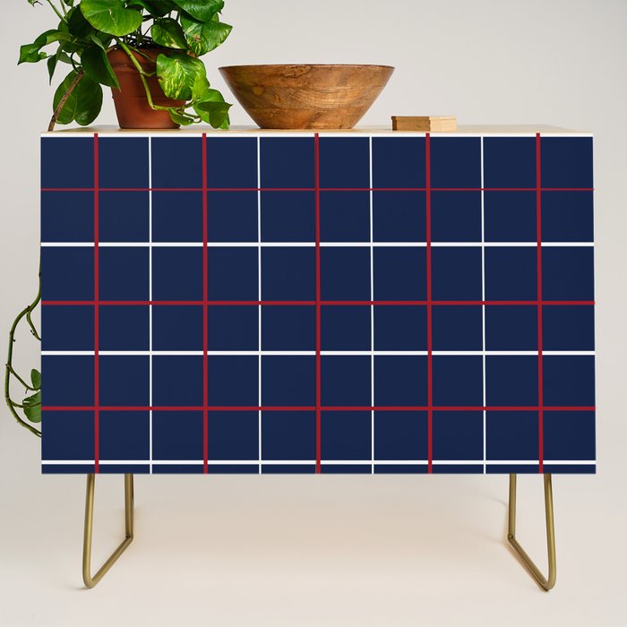 Navy Red White Tattersall Credenza Gallery Image 1
