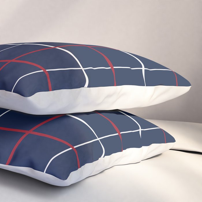 Navy Red White Tattersall Pillow Sham Gallery Image 3