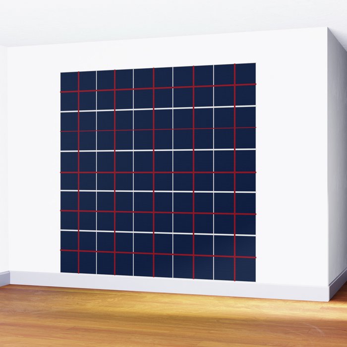 Navy Red White Tattersall Wall Mural Gallery Image 2