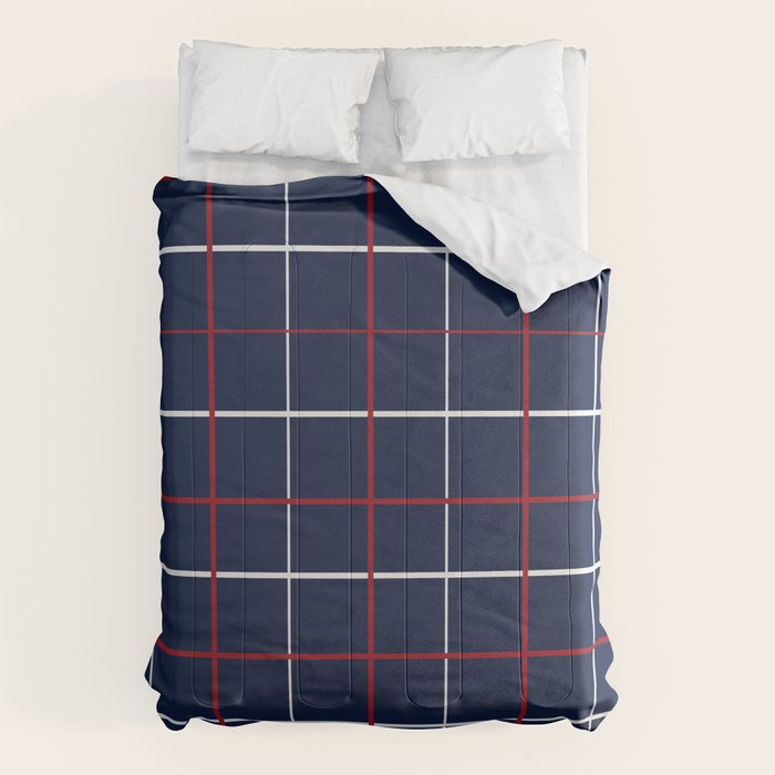 Navy Red White Tattersall Comforter Gallery Image 1