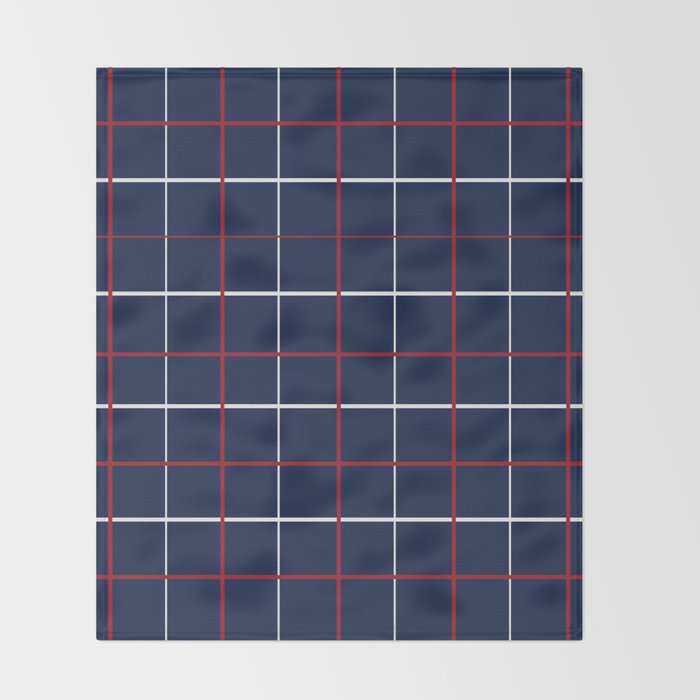 Navy Red White Tattersall Throw Blanket Gallery Image 2