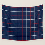Navy Red White Tattersall Wall Tapestry Gallery Image 4