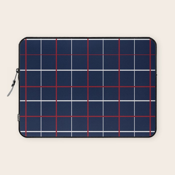 Navy Red White Tattersall Laptop Sleeve Gallery Image 1